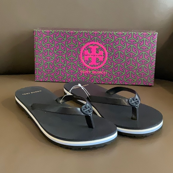 Tory Burch Shoes - Tory Burch mini Minnie flip flop perfect navy
